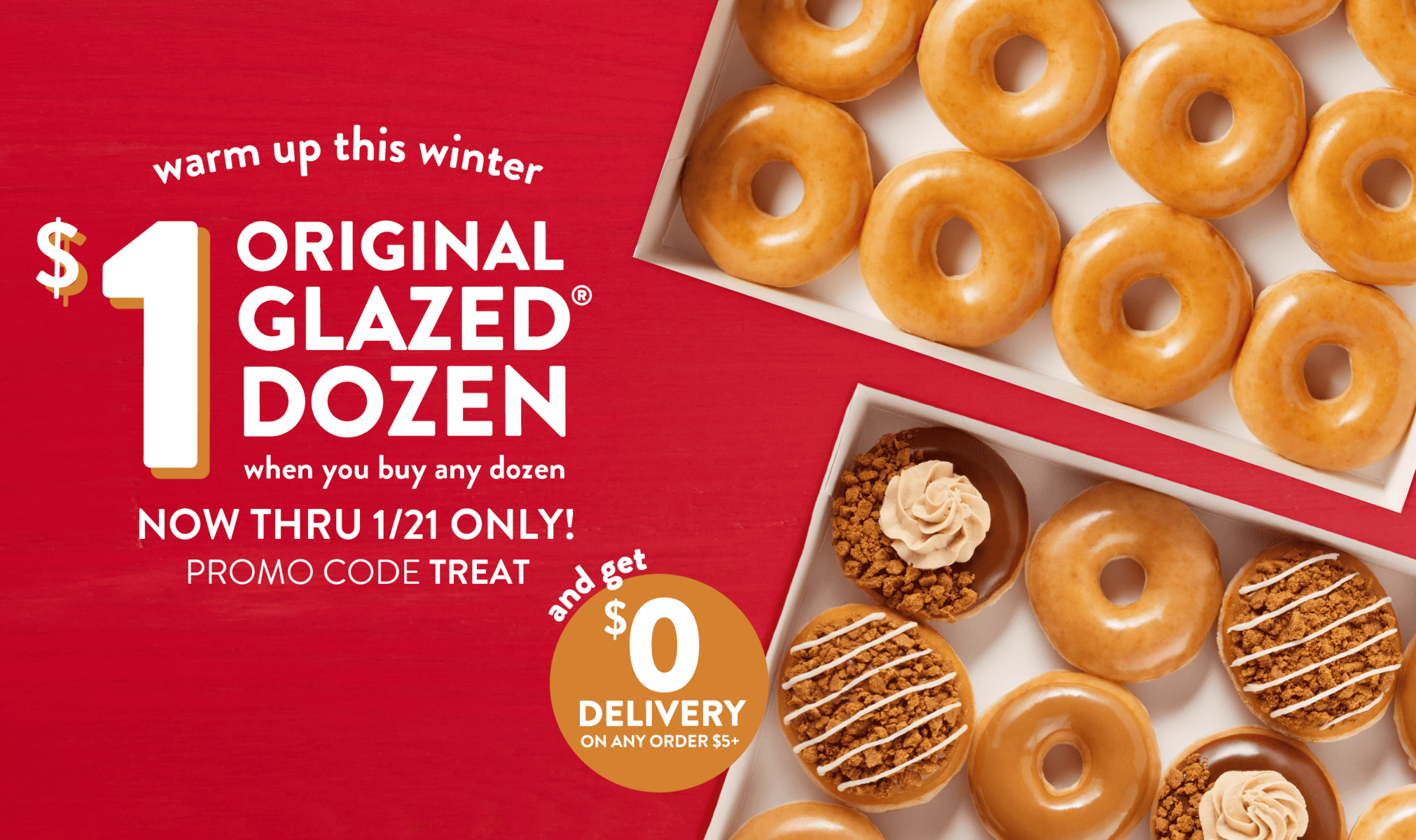 Krispy Kreme Winter Warm Up Deal Get A Dozen Glazed Doughnuts For