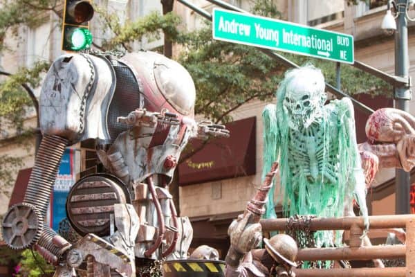 Atlanta, GA, USA - September 5, 2015: Science fiction creatures scare spectators at the annual Dragon Con Parade on Peachtree Street in Atlanta, GA.