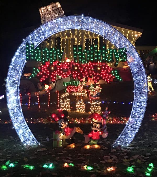 Brilliant holiday lights in front of a house