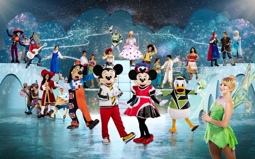 Disney characters on an ice rink 