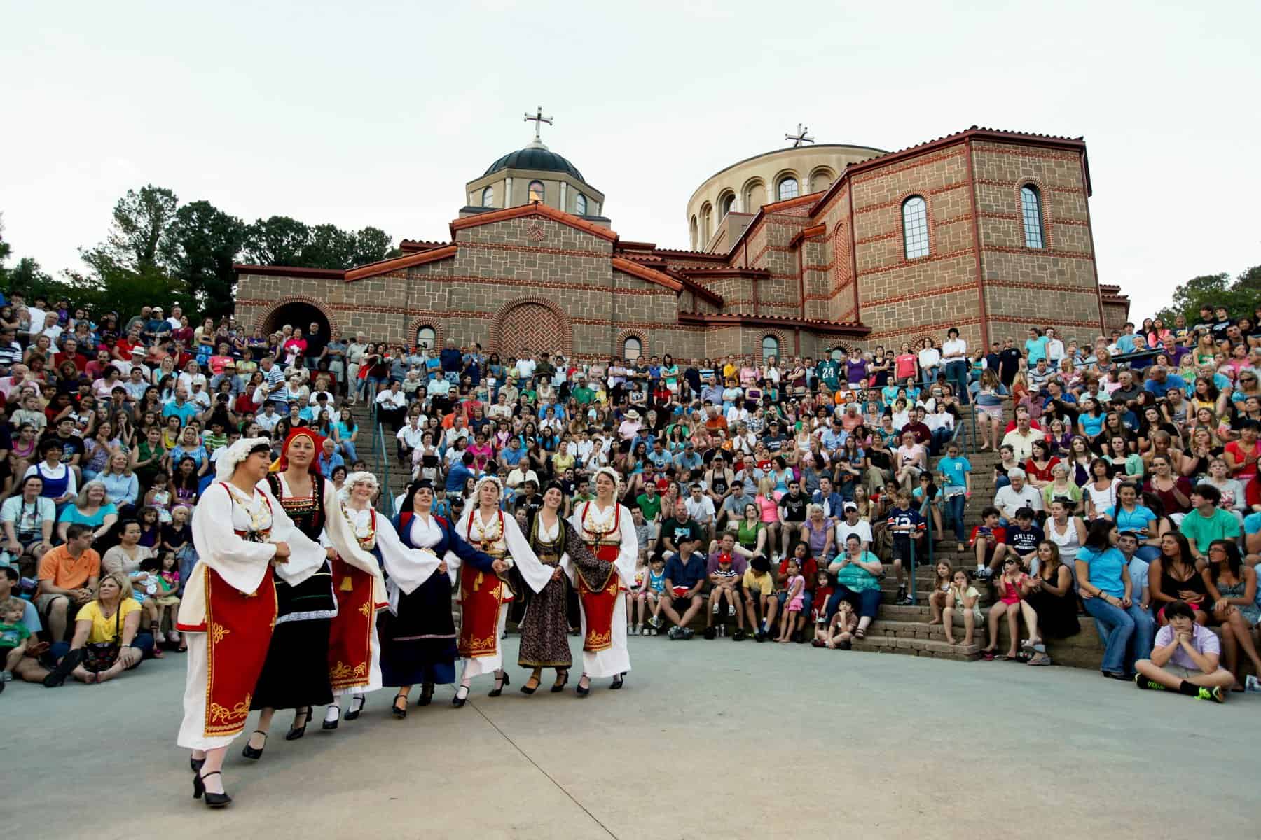 Marietta Greek Festival, orthodox church and traditional dancers 