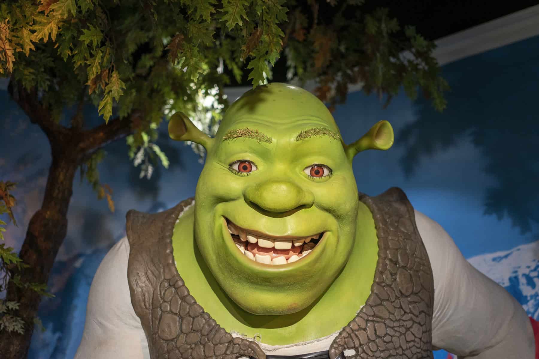 Shrek wax statue at Madame Tussauds museum in Istanbul.